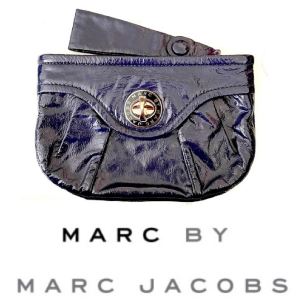Marc By Marc Jacobs Patent Leather Blue Indigo Wristlet Clutch